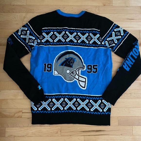 Carolina Panthers Ugly Sweater SIZE large VGUC - Picture 2 of 3